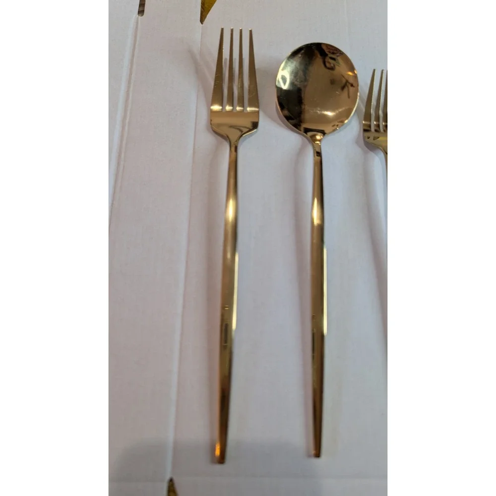 Unbranded‎ Gold Stainless Steel Large Set 72 Flatware Spoons, Forks (3 sizes)